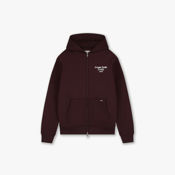 Croyez Croyez Hoodie Zip Studio Damaged FW26 Raisin Red