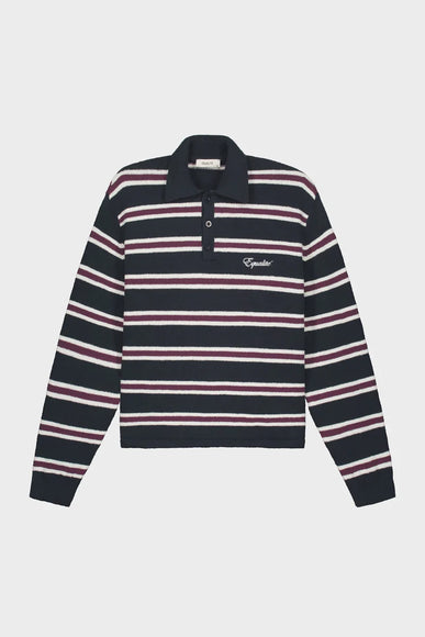 Equalite Equalite Polo Knit Finn FW25 Striped Navy/Aubergine/White