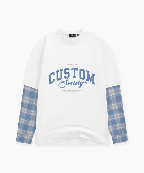 Jorcustom Jorcustom Longsleeve Double Layered Flannel Handscript 2.0 FW26 White/Bounty Blue