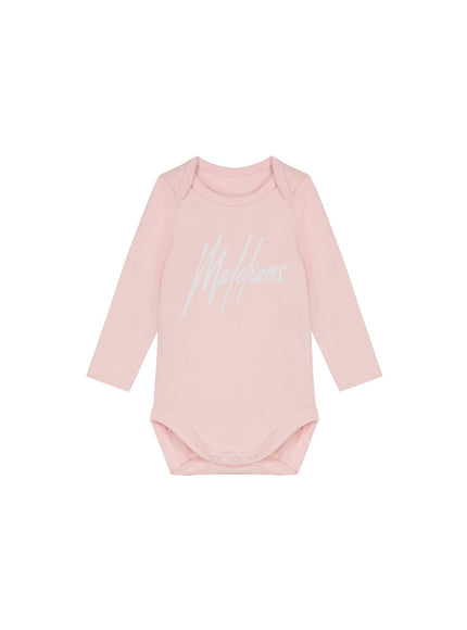 Malelions Malelions Junior Baby Longsleeve Bodysuit Signature Light Pink