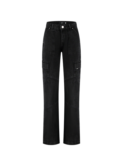 Malelions Malelions Women Jeans Straight Leg Denim Cargo PS25 Dark Grey