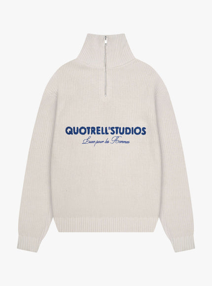 Quotrell Quotrell Half Zip Jace Studio FW25 Light Grey Melee/Blu