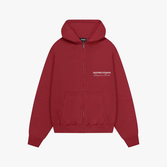 Quotrell Quotrell Zip Hoodie Studios FW25 Bordeaux/White