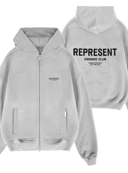 Represent Represent Zip Hoodie Owners Club FW25 Ash Grey