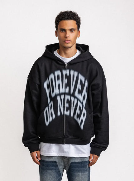 Rheborn Rheborn Vest Hoodie Blurry Forever Or Never Zip-Up FW25 Black