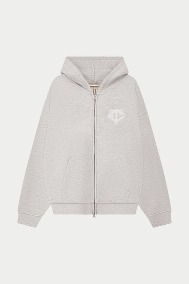 The Couture Club The Couture Club Zip Hoodie Monogram Applique Emblem SS26 Grey Melange