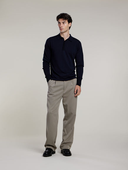 Aeden Aeden Longsleeve Polo Nolanos FW25 Dark Blue