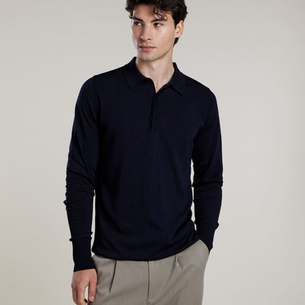 Aeden Aeden Longsleeve Polo Nolanos FW25 Dark Blue