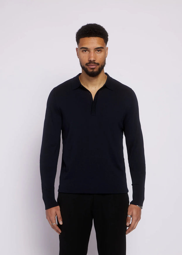 Aeden Aeden Longsleeve Polo Nolanos FW25 Dark Blue