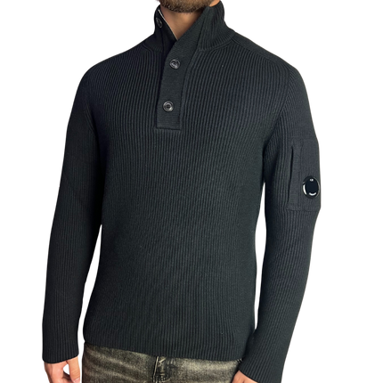 CP Company CP Company Polo Sweater Full Rib FW25 Black