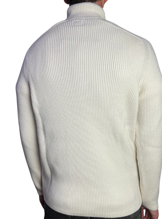 CP Company CP Company Polo Sweater Full Rib FW25 Gauze White