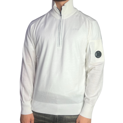 CP Company CP Company Polo Sweater Merino Wool FW25 Gauze White
