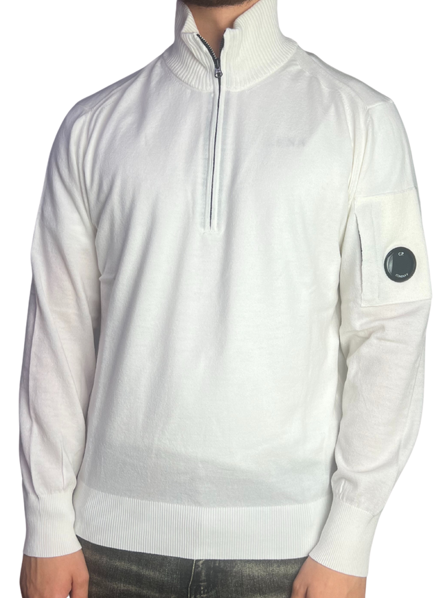 CP Company CP Company Polo Sweater Merino Wool FW25 Gauze White
