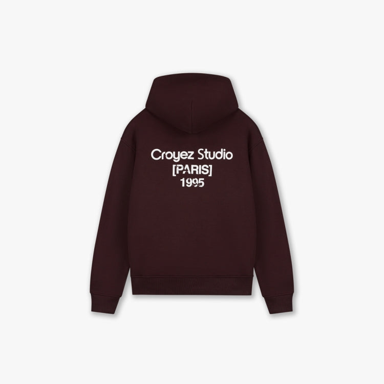 Croyez Croyez Hoodie Zip Studio Damaged FW26 Raisin Red