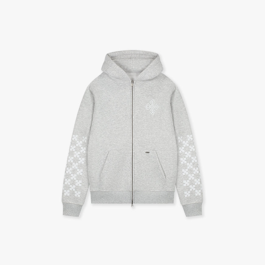 Croyez Croyez Zip Hoodie Cross SS26 Grey Melange