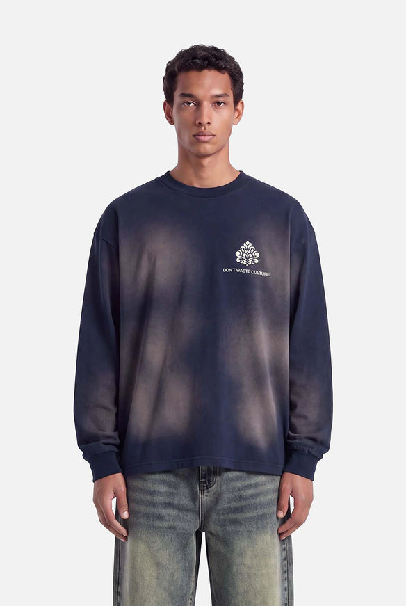 Don't Waste Culture Don't Waste Culture Longsleeve Fade FW26 Navy Blue