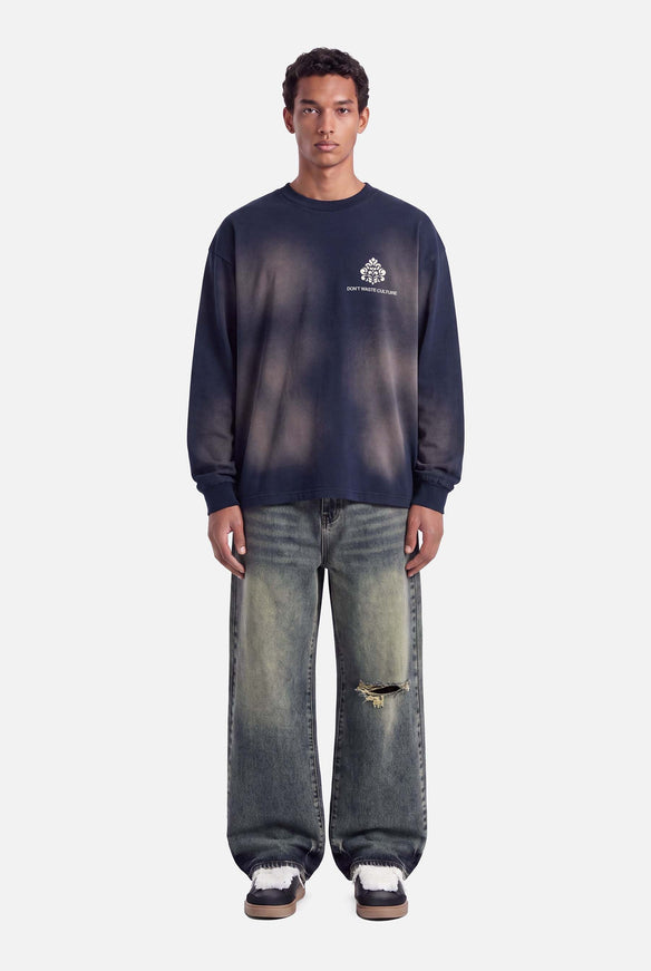 Don't Waste Culture Don't Waste Culture Longsleeve Fade FW26 Navy Blue