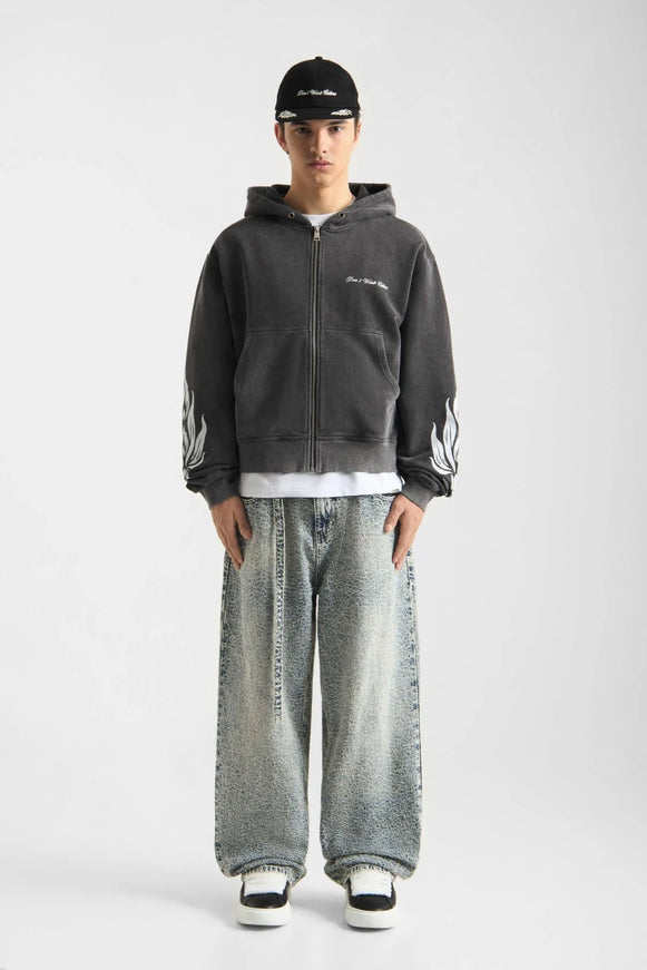 Don't Waste Culture Don't Waste Culture Zip Hoodie Wesandra SS26 Washed Black