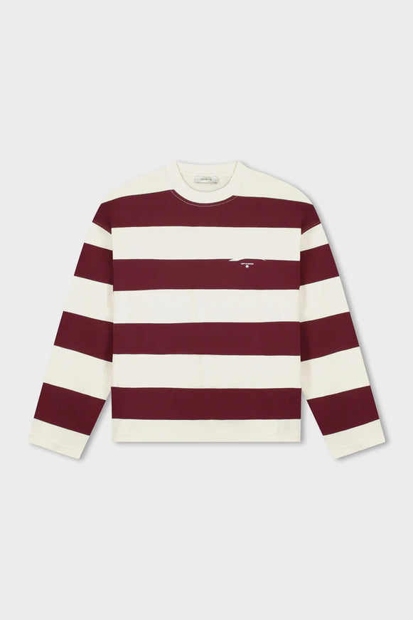 Equalite Equalite Longsleeve Axel Stripe SS26 Off-White/Burgundy
