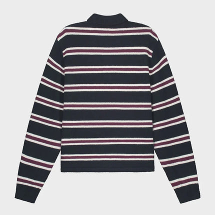 Equalite Equalite Polo Knit Finn FW25 Striped Navy/Aubergine/White