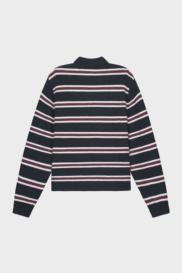 Equalite Equalite Polo Knit Finn FW25 Striped Navy/Aubergine/White
