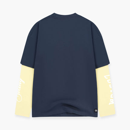 Jorcustom Jorcustom Double Layered Longsleeve Custom Society SS26 Midnight Blue Vintage Yellow