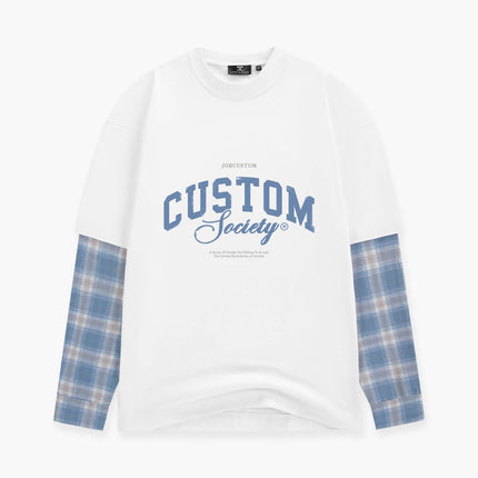 Jorcustom Jorcustom Longsleeve Double Layered Flannel Handscript 2.0 FW26 White/Bounty Blue
