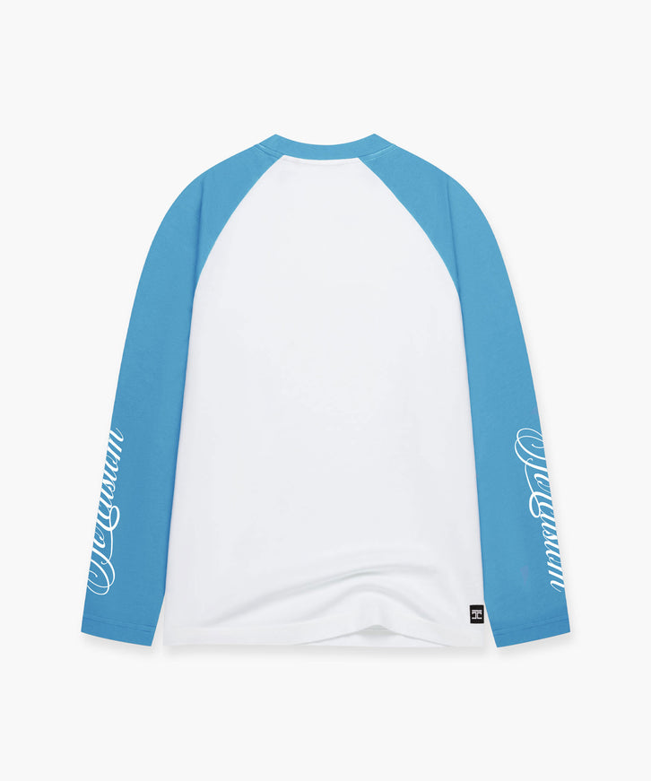 Jorcustom Jorcustom Longsleeve Raglan Sleeve Handscript 2.0 FW26 White/Bounty Blue
