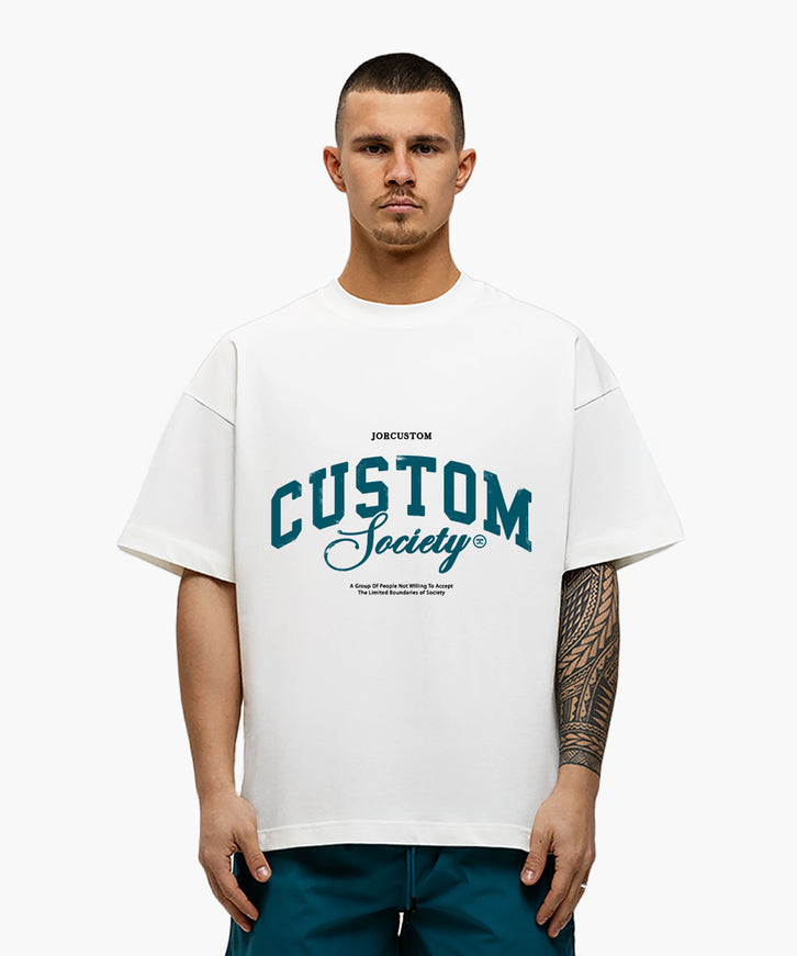 Jorcustom Jorcustom T-Shirt Loose Fit Custom Society SS26 White/Teal