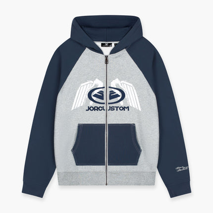 Jorcustom Jorcustom Zipped Hoodie Fleece Raglan Engineered FW26 Midnight Blue/Grey