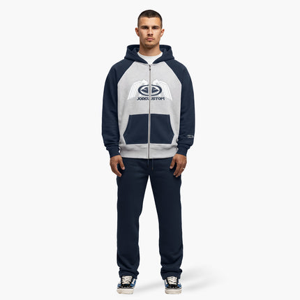 Jorcustom Jorcustom Zipped Hoodie Fleece Raglan Engineered FW26 Midnight Blue/Grey