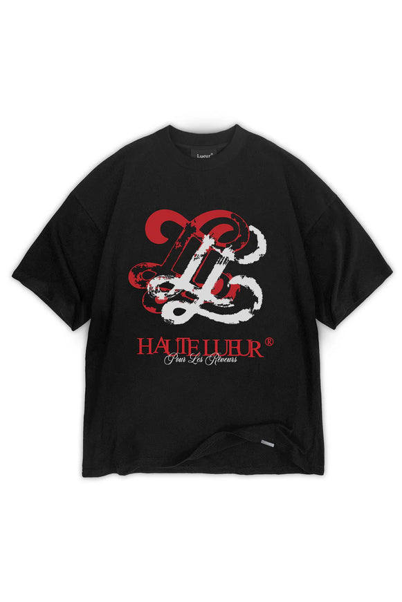 Lueur Lueur T-Shirt Distressed Monogram FW25 Black/Red
