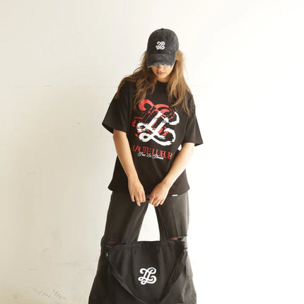 Lueur Lueur T-Shirt Distressed Monogram FW25 Black/Red