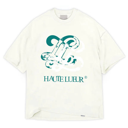 Lueur Lueur T-Shirt Distressed Monogram FW25 White/Green