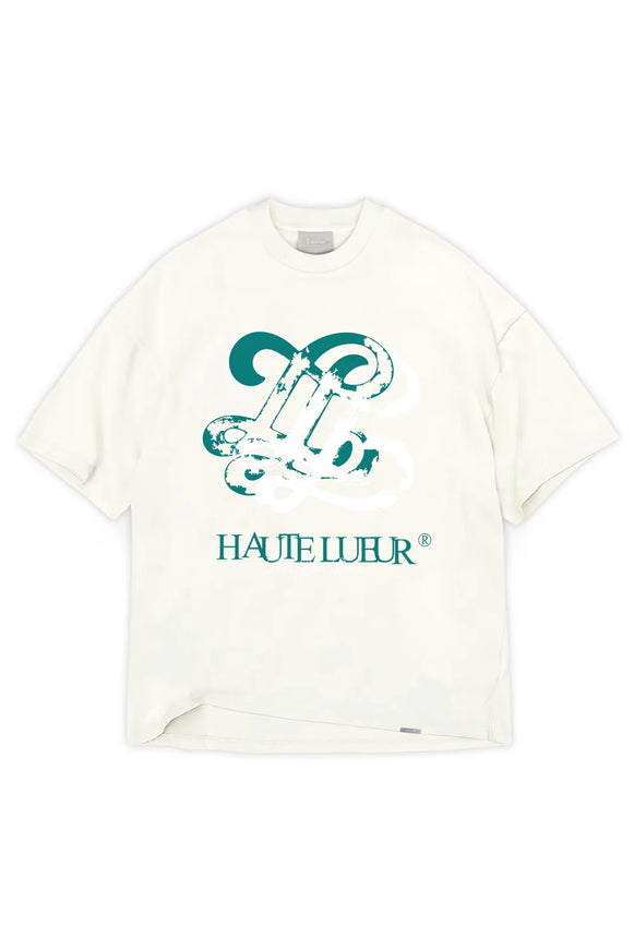 Lueur Lueur T-Shirt Distressed Monogram FW25 White/Green