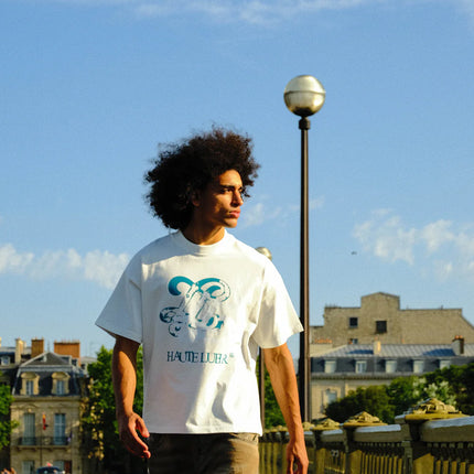 Lueur Lueur T-Shirt Distressed Monogram FW25 White/Green