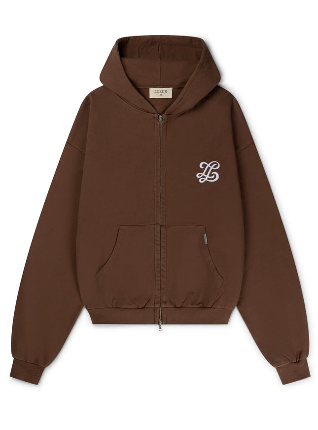 Lueur Lueur Vest Monogram Zip Hoodie FW25 Brown
