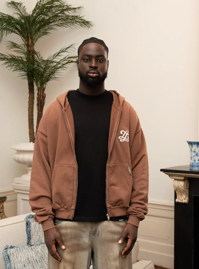 Lueur Lueur Vest Monogram Zip Hoodie FW25 Brown