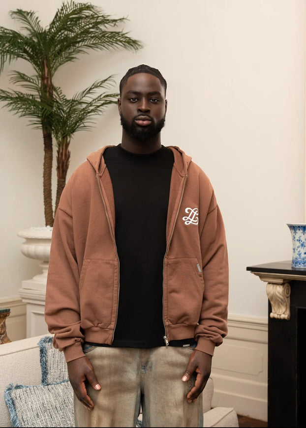 Lueur Lueur Vest Monogram Zip Hoodie FW25 Brown