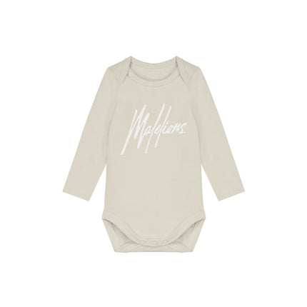 Malelions Malelions Junior Baby Longsleeve Bodysuit Signature Beige