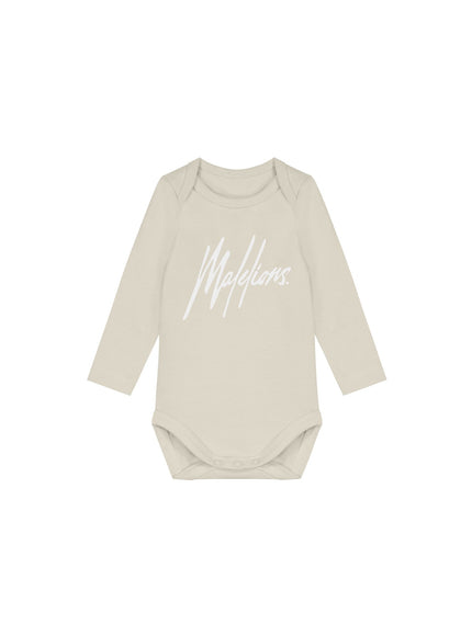 Malelions Malelions Junior Baby Longsleeve Bodysuit Signature Beige