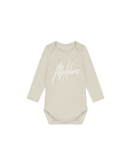 Malelions Malelions Junior Baby Longsleeve Bodysuit Signature Beige
