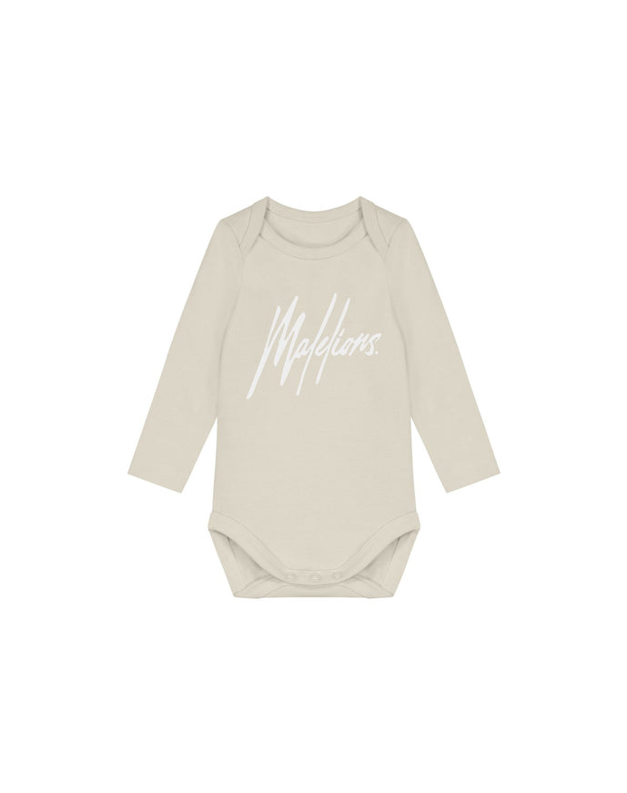 Malelions Malelions Junior Baby Longsleeve Bodysuit Signature Beige