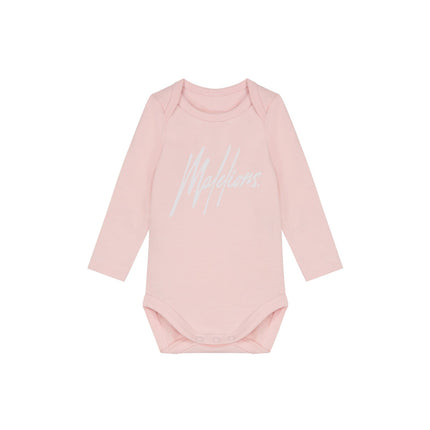 Malelions Malelions Junior Baby Longsleeve Bodysuit Signature Light Pink