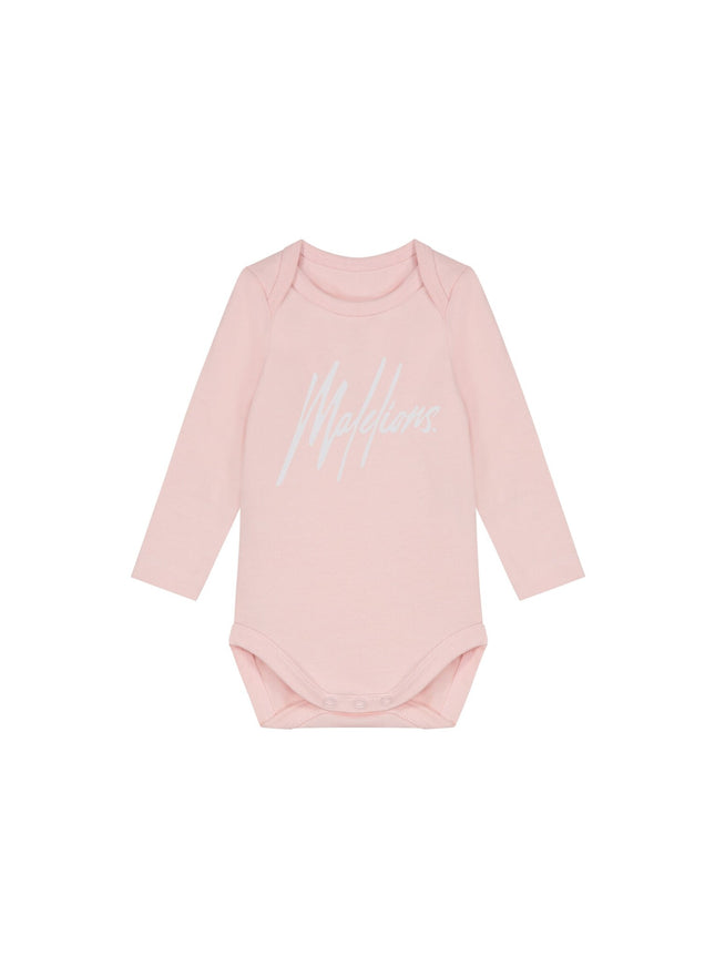 Malelions Malelions Junior Baby Longsleeve Bodysuit Signature Light Pink