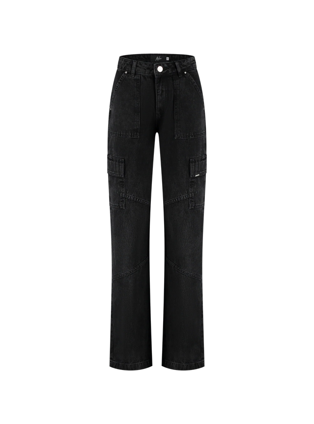 Malelions Malelions Women Jeans Straight Leg Denim Cargo PS25 Dark Grey