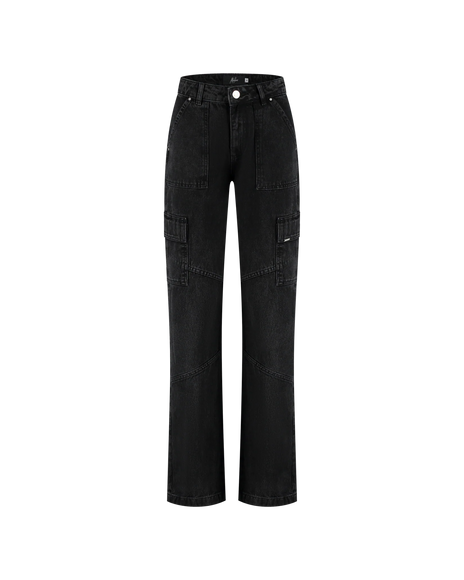 Malelions Malelions Women Jeans Straight Leg Denim Cargo PS25 Dark Grey