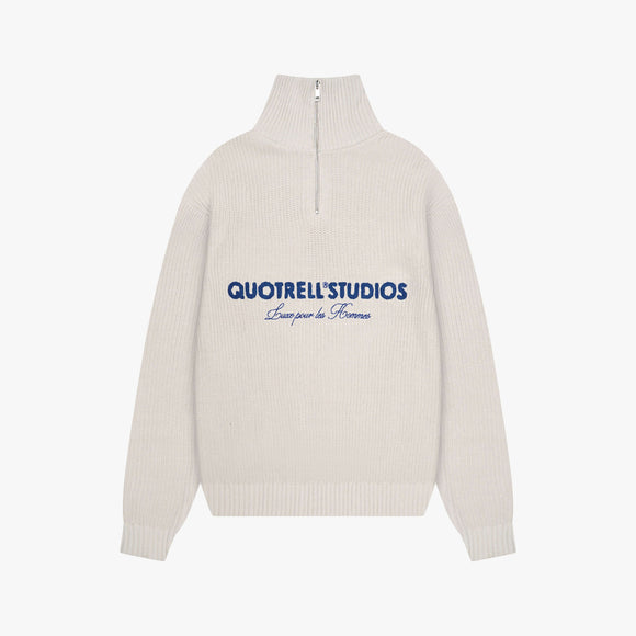 Quotrell Quotrell Half Zip Jace Studio FW25 Light Grey Melee/Blu