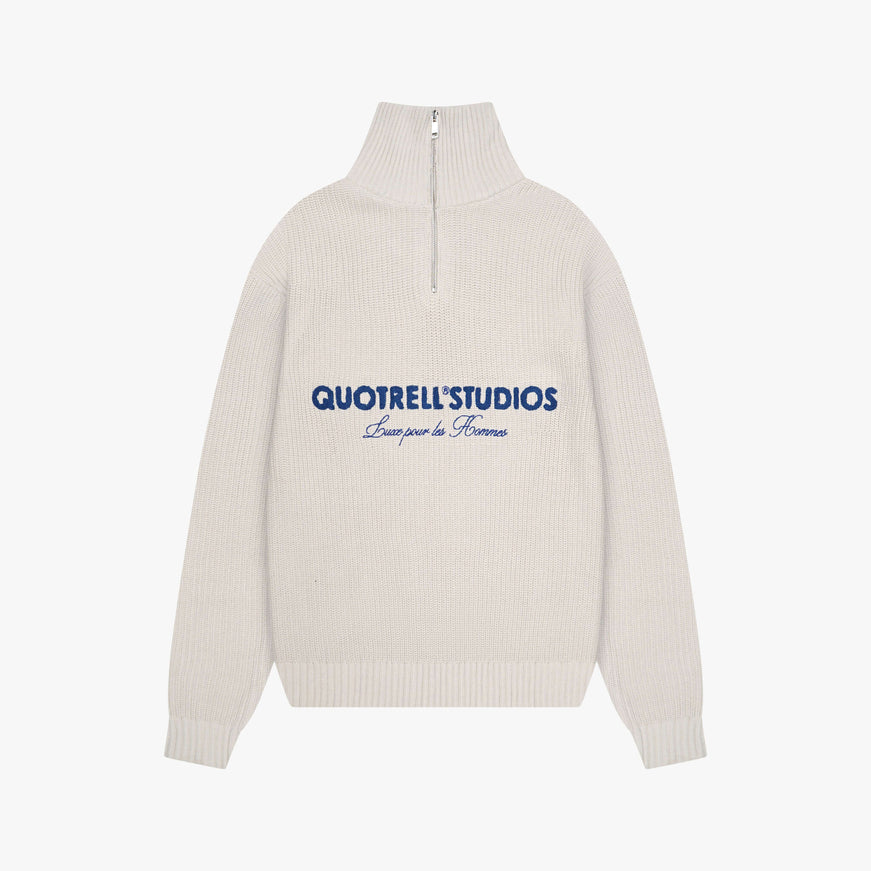 Quotrell Quotrell Half Zip Jace Studio FW25 Light Grey Melee/Blu