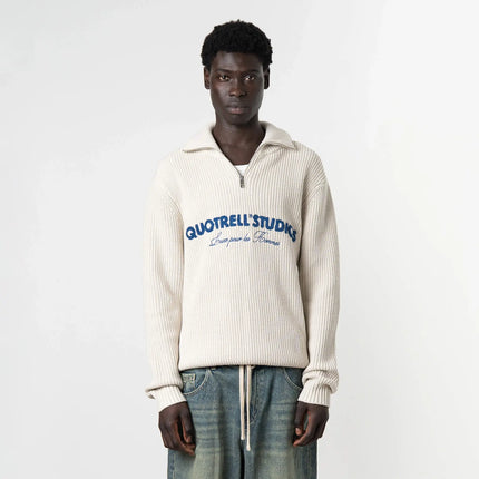 Quotrell Quotrell Half Zip Jace Studio FW25 Light Grey Melee/Blu